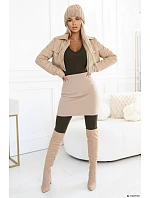 619-2 Pohodlný a elegantný dámsky rebrovaný overal s výstrihom - khaki 619-2 Pohodlný a elegantný dámsky rebrovaný overal s výstrihom - khaki