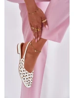 Zdobione Baleriny Na Płaskim Obcasie Białe Nilarisela