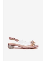 Transparentne Sandały Na Niskim Obcasie Ze Zdobieniem D&A MR51-709 Różowe