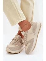 Dámske kožené semišové tenisky na platforme Kobbo 100103 Beige Dámske kožené semišové tenisky na platforme Kobbo 100103 Beige