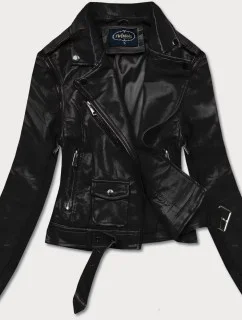 Čierna bunda ramoneska - vesta z eko kože FL202050 čierna - FLAM Mode