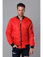 Červená pánska bunda typu "bomber" s prešívanou podšívkou (AK95-5)
