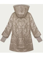 Dámska prešívaná bunda v ťavej farbe s ozdobným sťahovacím lemom S'West (B8345-12)