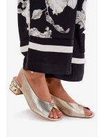 Skórzane Eleganckie Sandały Damskie CheBello 4724 Złote