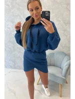 Zateplené šaty s džínsovým obálkovým spodkom