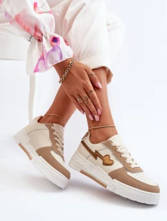 Sneakersy Damskie Na Platformie Beżowe Zeparine