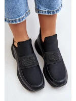 Buty Sportowe Na Platformie Skórzane Czarne Artiker 55C0035