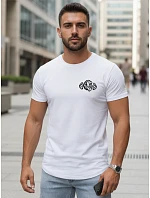Pánske bavlnené tričko so športovou potlačou biele FashionStreet NX5084R