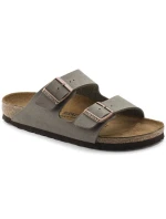 Dámske/pánske žabky Birkenstock Arizona Birko-Flor Nubuck Stone Regular Wide Grey (0151211)