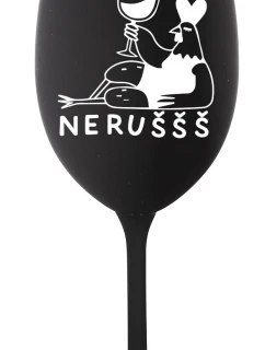 NERUŠŠŠ - černá sklenice na víno 350 ml