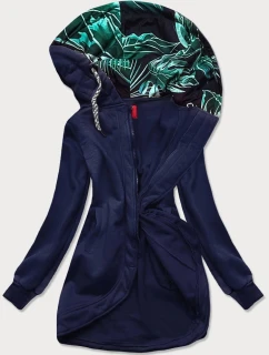 Tmavomodrá dlhá dámska mikina na zips (AMG815)