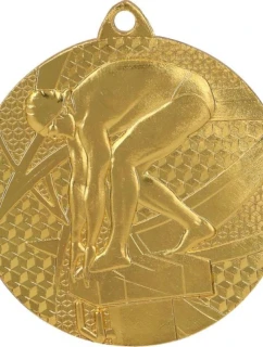 Zlatá medaila - plávanie - oceľová medaila