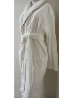 ACTION Velúrový froté župan biely s prúžkom - Vestis