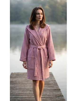 Dámsky vaflový župan s kapucňou Vestis Saimaa Old Rose