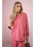 Bavlnená mikina nohavice set malinová