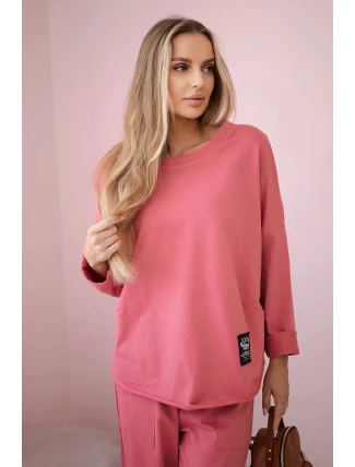 Bavlnená mikina nohavice set malinová