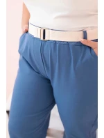 Dámske Plus veľkosť bavlnené nohavice s opaskom Denim