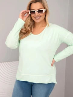 Dámska blúzka v nadmernej veľkosti s výstrihom do V a dlhšou zadnou mätou