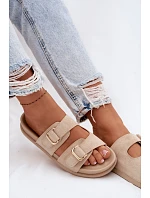 Dámské pantofle se zlatými sponami Béžové Pelorin