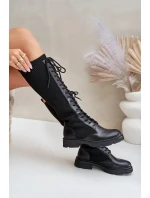 Šnurovacie topánky s elastickým zvrškom čierne Vamilena