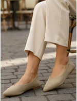 Dámske semišové baleríny so špicatou špičkou svetlo olivové FashionStreet ZY1425 Dámske semišové baleríny so špicatou špičkou svetlo olivové FashionStreet ZY1425