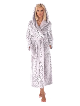 Dámsky župan 3956 irbis s kapucňou so vzorom - Vestis