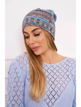 Fleecová čiapka Klaudia K255 marine+grey