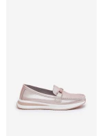 Skórzane Mokasyny Damskie S.Barski GR51-598 Perłowy Róż