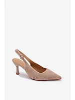 Dámské sandály na podpatku s lemovkou béžové Relmira