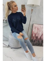 Sveter s polovičným rolákom a kosoštvorcovým vzorom čierny Sveter s polovičným rolákom a kosoštvorcovým vzorom čierny