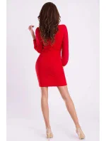 Dámske spoločenské šaty EMAMODA s dlhými rukávmi červeno-čierne - Červená / L - EMAMODA