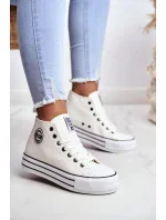 Dámske vysoké tenisky GG274013 White with Black - Big Star Dámske vysoké tenisky GG274013 White with Black - Big Star