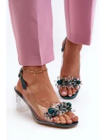 Sandały Transparentne Na Słupku Z Ozdobami Zielone D&A MR38-D1