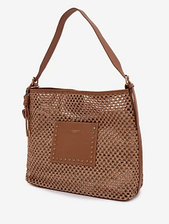 Letná Kabelka s Pletením a Přívěskem Světle hnědá Fayette