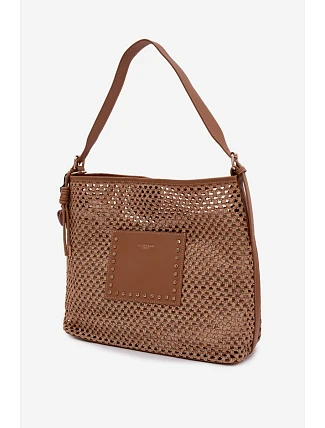 Letná Kabelka s Pletením a Přívěskem Světle hnědá Fayette