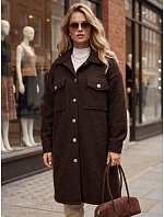 Dlhý dámsky kabát z čokoládovo hnedej ovčej kožušiny FashionStreet NY0802
