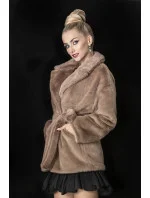 Hnedá dámska bunda - kožúšok s golierom (GSQ2166) Hnedá dámska bunda - kožúšok s golierom (GSQ2166)