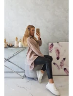 Zateplená mikina s dlhým chrbtom a kapucňou tmavo béžová Zateplená mikina s dlhým chrbtom a kapucňou tmavo béžová