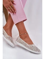 Semišové perforované dámske poltopánky golden beige Chulieta