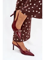 Lakierowane Czółenka Na Szpilce Ze Złotą Klamrą Bordowe Vivae