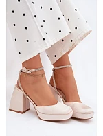 Dámské sandály na podpatku typu sloupek s páskem se šperky Zlaté Seraphina