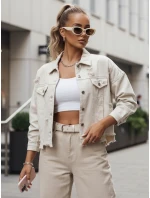 Dámska nadrozmerná džínsová bunda MOLI light beige FashionStreet TY4133 Dámska nadrozmerná džínsová bunda MOLI light beige FashionStreet TY4133