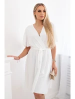 Šaty s vrstveným výstrihom ecru