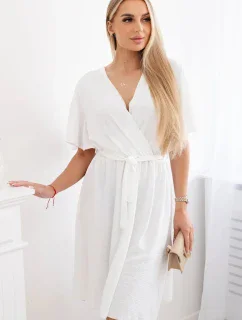 Šaty s vrstveným výstrihom ecru