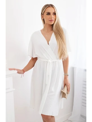 Šaty s vrstveným výstrihom ecru