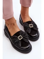 Damskie Lakierowane Mokasyny Z Kokardą Laura Messi 2786 Czarne