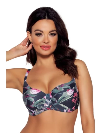 Dámska plavková podprsenka SK 173 tm.modrá-kvety - Ava