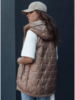 Dámska prešívaná vesta s kapucňou COLINE zlatá FashionStreet TY4461