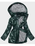 Tmavozelená dámska bunda s ozdobnou podšívkou (BH2182)