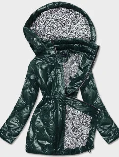 Tmavozelená dámska bunda s ozdobnou podšívkou (BH2182)